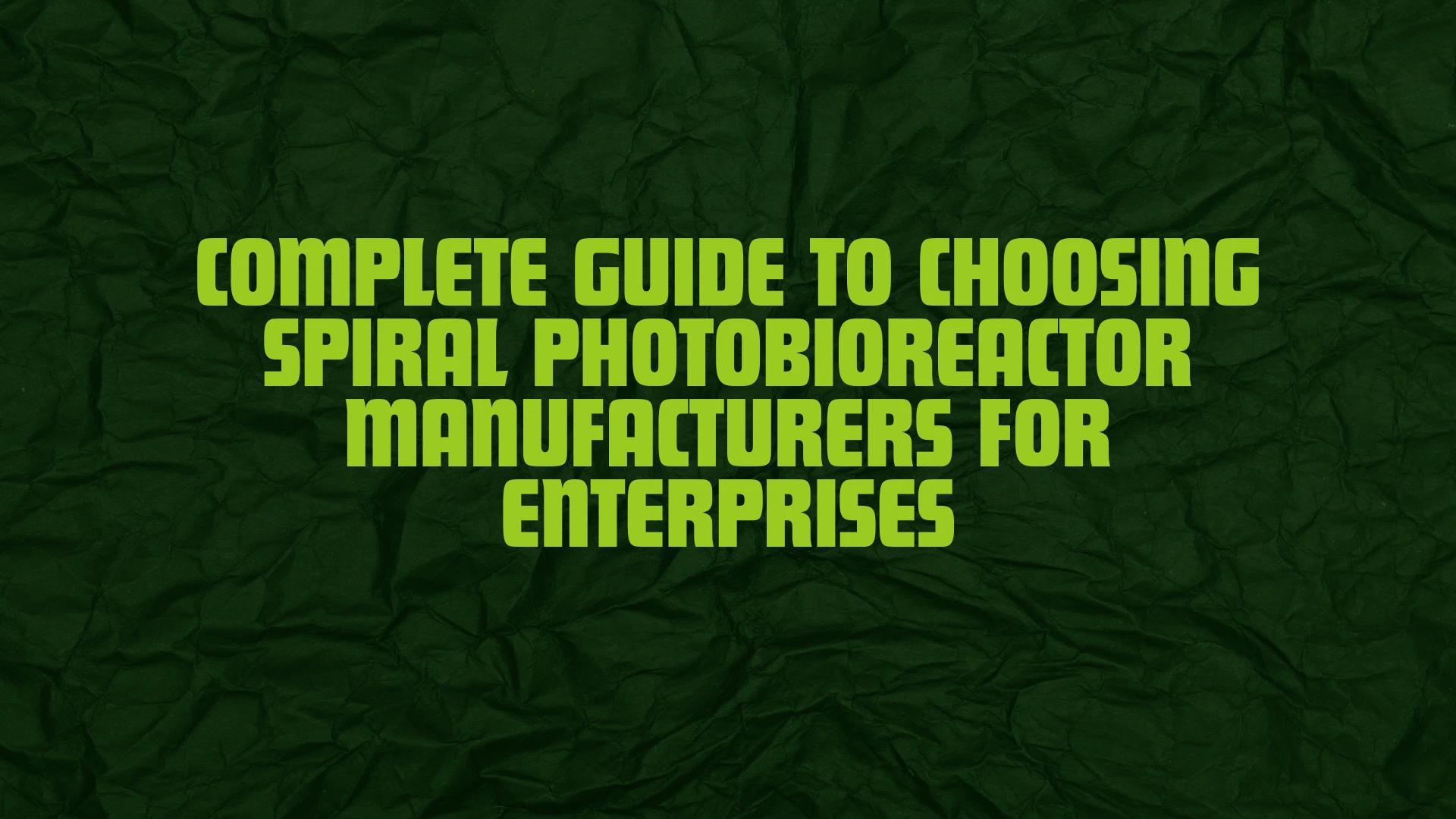 Complete Guide to Choosing Spiral Photobioreactor Manufacturers for Enterprises