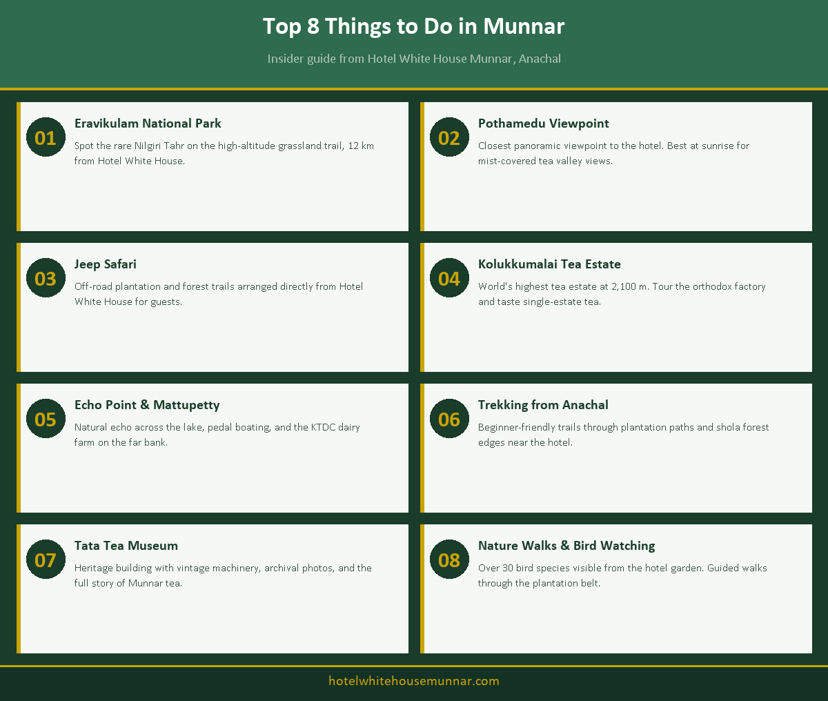 Top 8 things to do in Munnar - Hotel White House travel guide